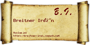 Breitner Irén névjegykártya
